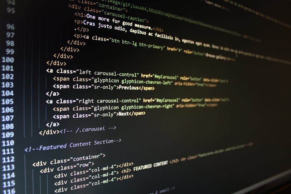 A silver laptop on a wooden table displaying lines of code on its screen, situated in a cozy indoor environment with blurred background elements including furniture and a soft light source, emphasizin